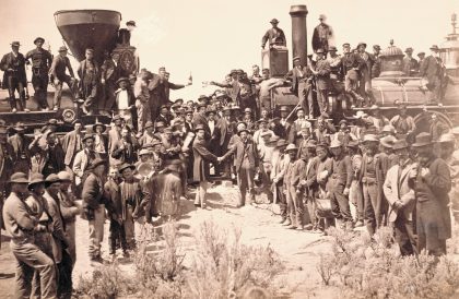 article image - Transcontinental Railroad 1859 shaking hands